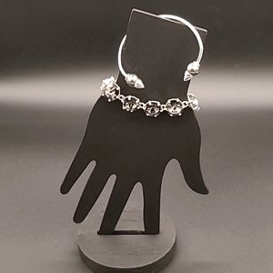 Stella & Dot - Amelie charcoal crystal bracelet and pearl spike cuff set of 2